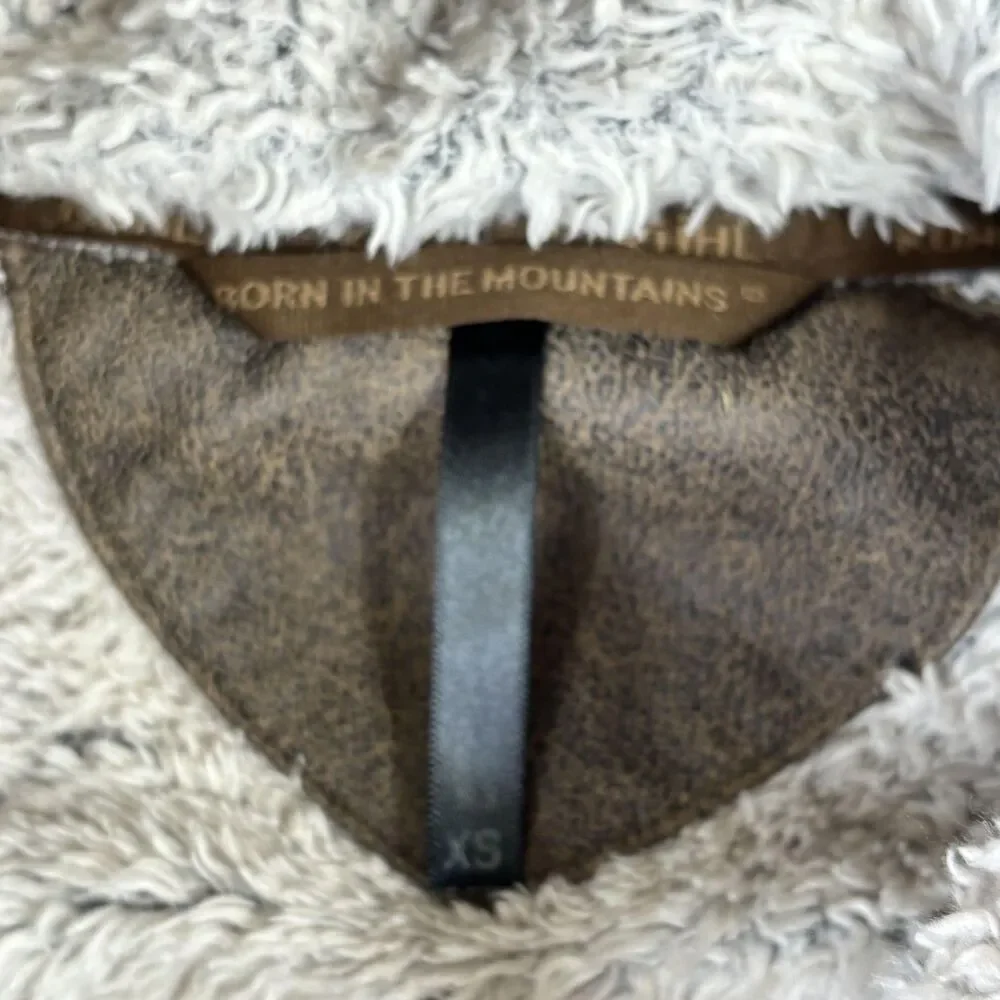 Kuhl Flight Jacket Womens XS Ivory Sherpa‎ Fleece Hooded Full Zip Thumbholes